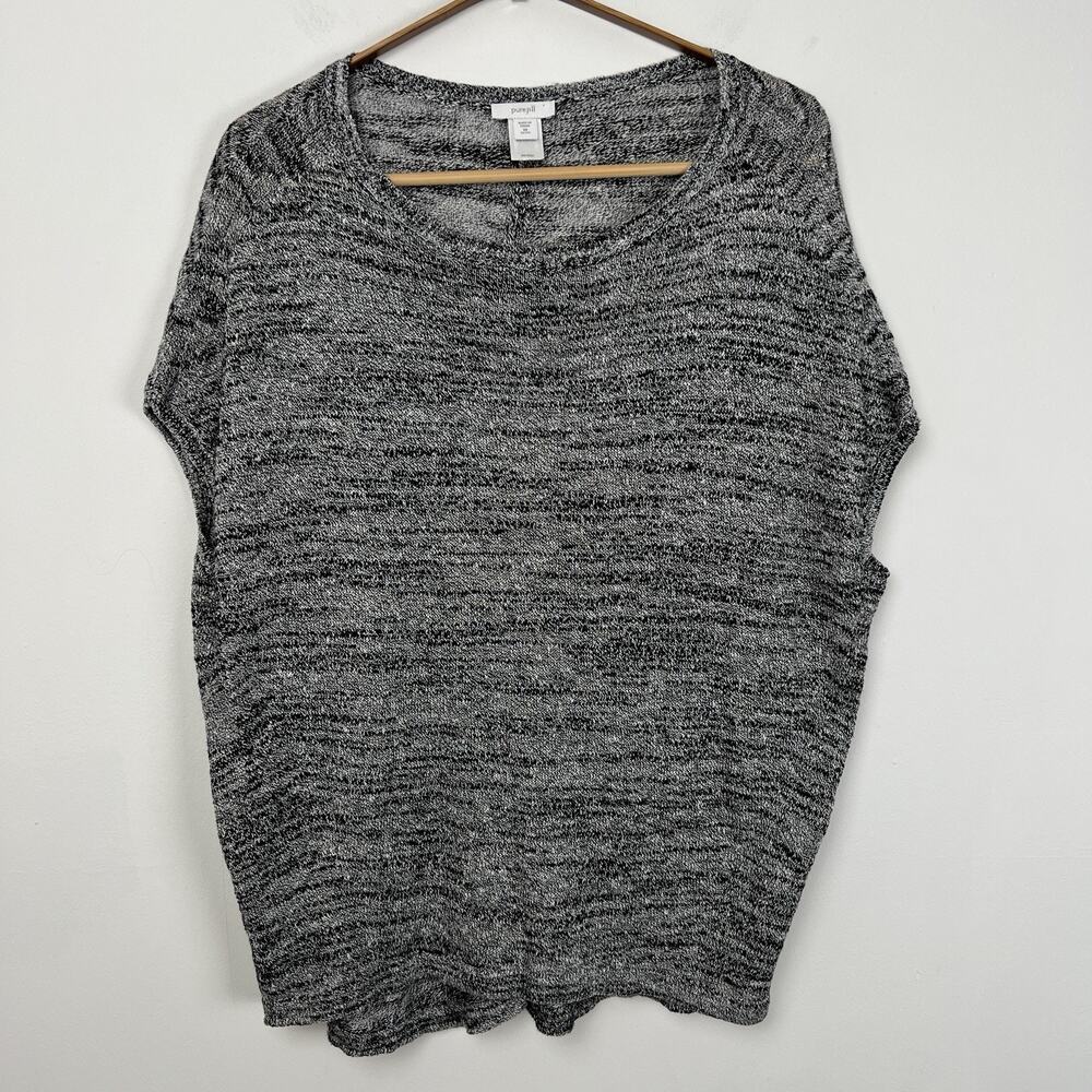 J. Jill Pure Jill Size XS Pet. Cap Sleeve Linen Blend Sweater Gray Lagenlook